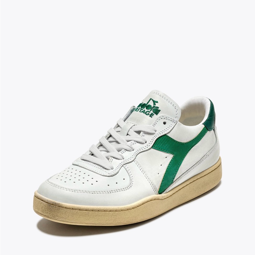 NWOB Diadora Heritage “ MI Basket Lo Used” in White and Verdant Green, Size 7 - Picture 3 of 14
